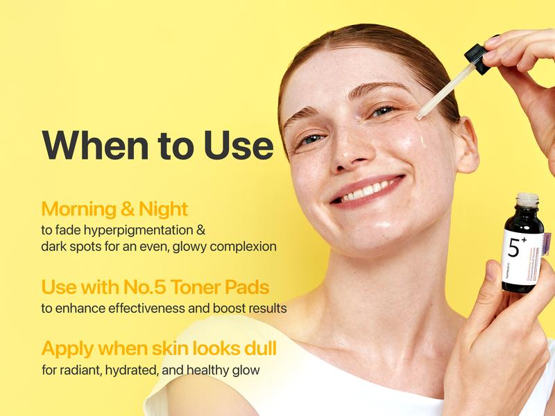 [numbuzin Official] No.5+ Spotless Glow Duo | No.5+ Serum + Toner Pads | Hyperpigmentation | Vitamin C, Niacinamide, Glutathione