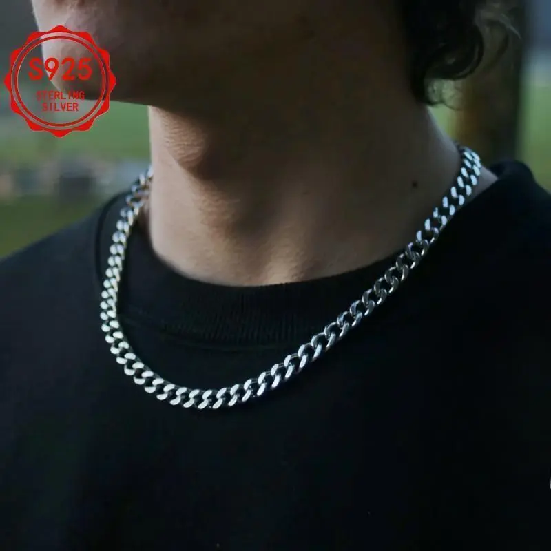 Italian S925 Silvery 10Mm Cuban Chain Necklace, Hip Hop Style Men'S And Women'S Fashion And Durable Design - Perfect Gift, All Occasions, Weddings, Valentine'S Day, Halloween, Christmas, Anniversaries Italian S925 Silvery 10Mm Cuban Chain Necklace, Hip Hop Style Men'S And Women'S Fashion And Durable Design - Perfect Gift, All Occasions, Weddings, Valentine'S Day, Halloween, Christmas, Anniversaries