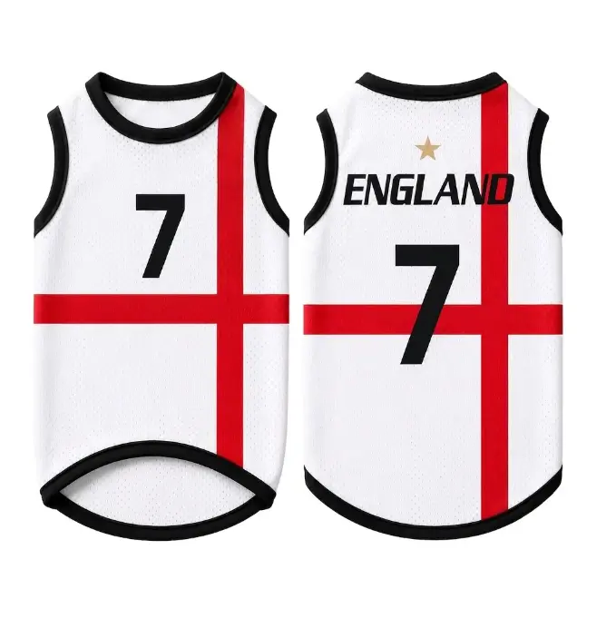 Print England Soccer Pet Jersey, Vintage England Crewneck Jersey Shirt for Dogs Cats, Outfit for Dogs Cats, Gift for Dogs Cats