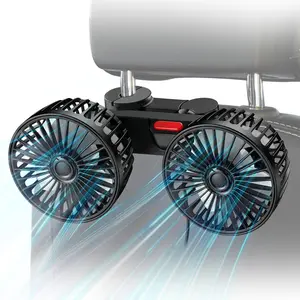 Adjustable Car Backseat Fan, Summer Essential Double-head Electric Fan, Portable Installation Cooling Airflow, Strong Wind Rear Seat Back 360 Degrees Rotation Large Air Volume Fan Usb