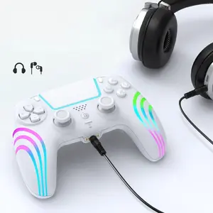 Anti-Drift Hall Effect PS5/Pro controller ，3RGB Colors Dual Vibration Turbo 6-Axis Gyro Programmable Buttons 3.5mm Headset Jack 1500mAh Battery Wired Adjustable Gamepad Compatible