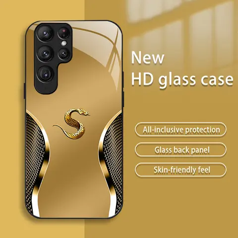 Galaxy S24 Ultra Smartphone Case, High-End Creative Auspicious Gold Zodiac Animal Design, Business-Style Tempered Glass Cover, Affordable Handheld Cellphone Protection for Devices, Anti-Fall & Anti-Fingerprint-888