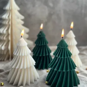 Set of 4 Christmas Tree Candles - Festive Home Decor