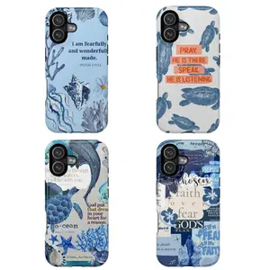 Christian Bible Verse Ocean Smartphone Case Collection - Faith Quote Inspirational Scripture Designs, Ocean Blue Aesthetic Cellphone Cover, Handheld Device Accessories for iPhone 17/16/15/14/13/12 SE Max Pro, Samsung Galaxy 21/22/23/24/25 Shell