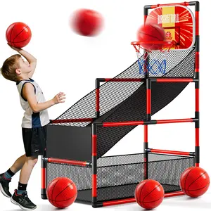 Arcade Basketball Game Indoo，Ajustable Basketball Hoop, Outdoor Carnival Sports Play Toy with 4 Balls and Air Pump, Educational Birthday.