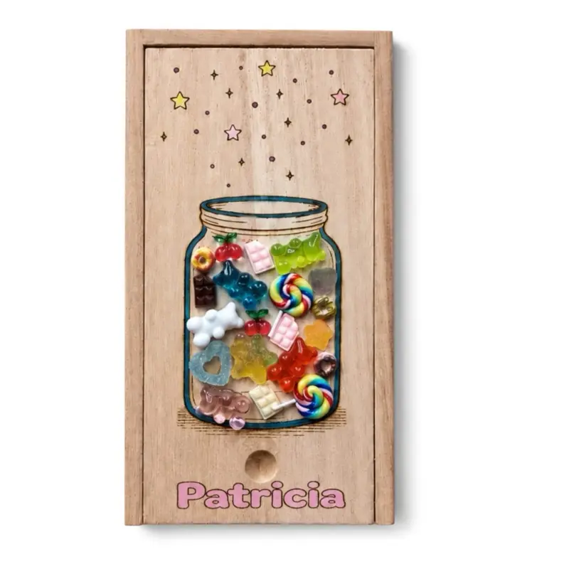 Personalized Wooden Candy Keepsake Box – Colorful Sweet Treat Gift