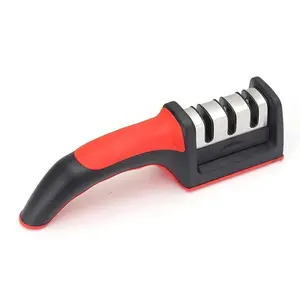 Knife Sharpener Professional, Tungsten Steel for Coarse Sharpening and Scissor Grinding, 3 Levels Diamond for Fine Sharpening/ceramic Stone for Precision Sharpening (Color : Black)