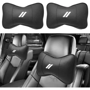 2 PCS Neck Pillow for Dodge Charger Challenger Durango Journey Universal Fit to All Dodge Comfortable Soft Driving Seat Headrest Pillow Removable Neck Support for Dodge Accessories(White Trim