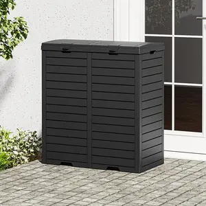 62-Gallon Outdoor Trash Can with a Compartmentalized Lid and Drip Tray, Made of Waterproof Resin—Durable, Stylish, and Lightweight, Perfect for Patios, Kitchens, and Backyards (black)Summervibes,Summervibes