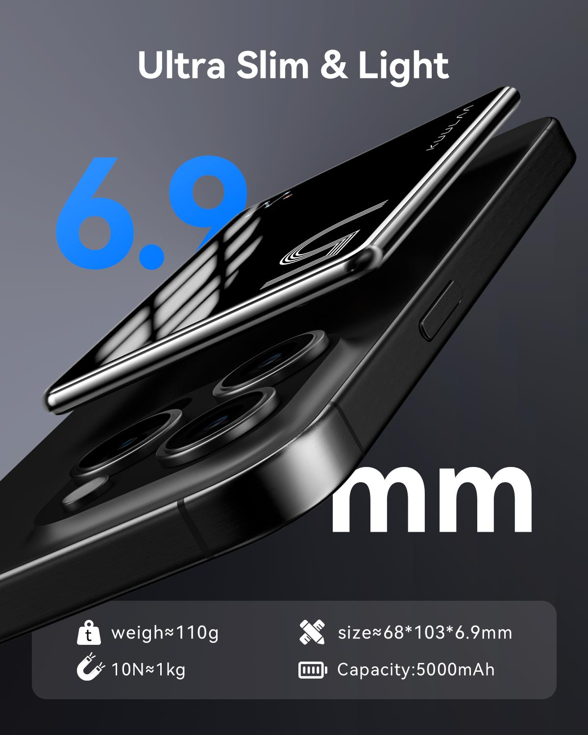 KUULAA Magnetic Wireless Power Bank 5000mAh, MagSafe Portable Charger PD Fast Charge USB-C Slim External Battery Pack for iPhone 17 16 15 14 13 Pro Max