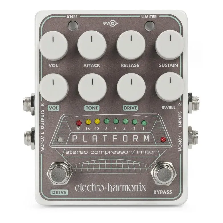 Electro Harmonix Platform Stereo Compressor-Limiter, Adjustable Audio Dynamic Processor for Musical Instruments & Accessories