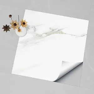 DLSF Square Marble Tile Stickers | PVC Crystal Film | Classic Solid White Checkerboard Style | Waterproof & Oil-Proof | Fits Kitchen/Bath/Floor/Ceiling/Tiles/Old Wood | Home Decor (4PCS/8PCS/12PCS per Box)
