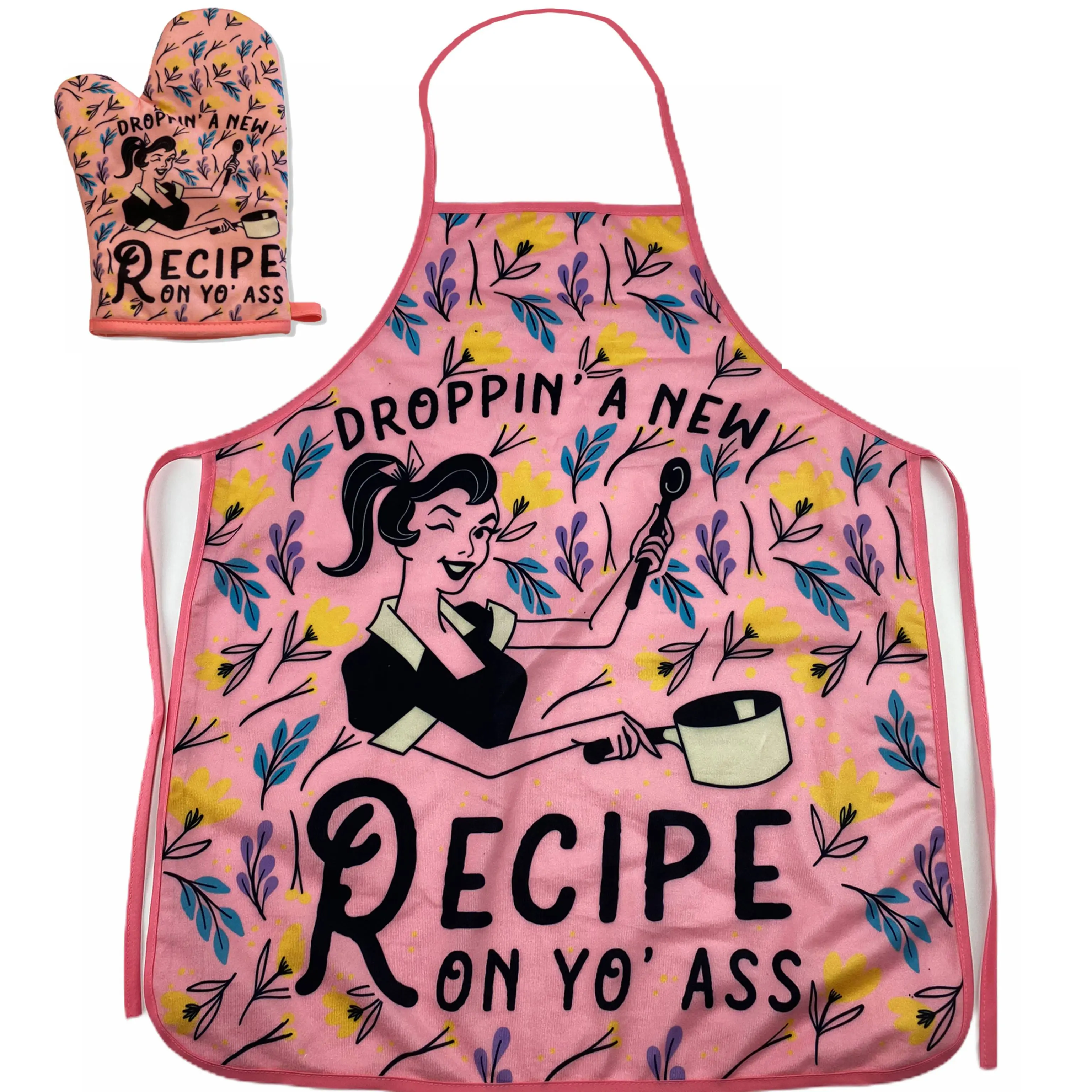 Droppin A New Recipe On Yo Ass Funny Cooking Kitchen Accessories Funny Graphic Kitchenware Bakeware Funny Food  Novelty Cookware Pink
