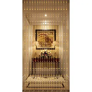 Thy Home Gold Heart Motif Acrylic Beaded Curtain - Exotic Style, Easy Hanging, Stylish Household Textile Divider for Room, Doorways, 35.5" W x 72" H