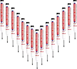 Deep Hole Marker Pens, 15 Pcs Black 20mm Long Hole Fluent Pens for Engineer and Woodworking Hardware Decoration (Black)
