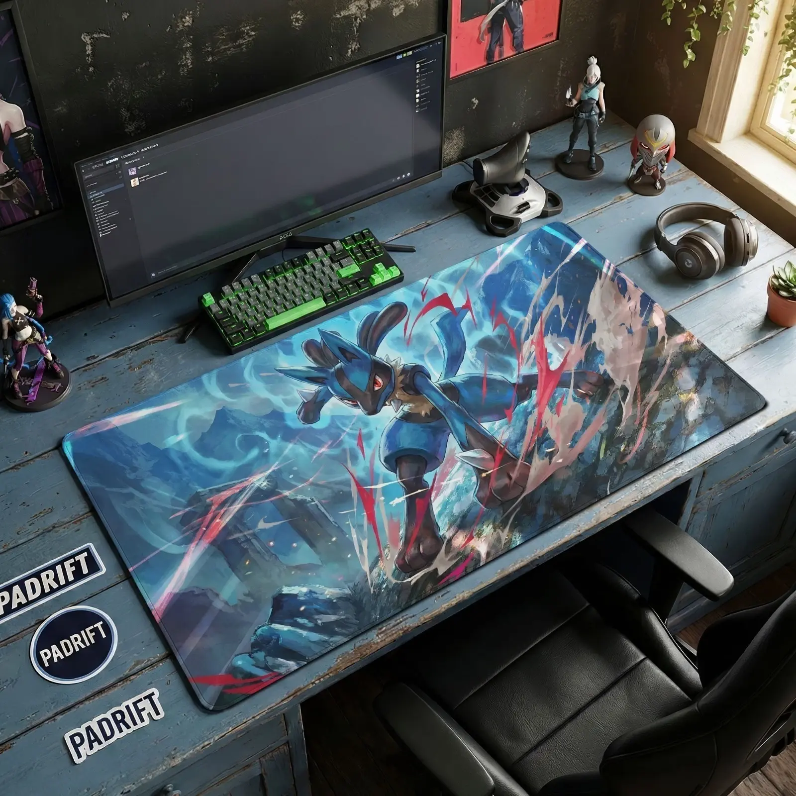 Lucarioo Aura Sphere Battle Gaming Mouse Pad, Desk Mat, Playmat Gaming TCG Desk Mat