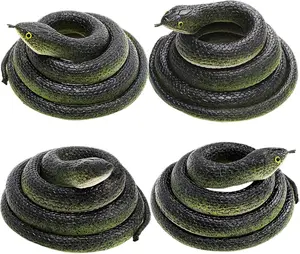 4 Pcs Realistic Rubber Snakes, Plastic Snakes, Prank Snake Toys for Party, Tricking People, Kids Playing, Garden Props Decorations, 31.5in