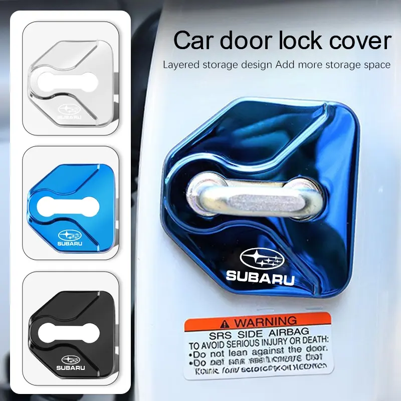 Titanium Alloy Car Door Lock Protective Cover Metal Cap Car Door Accessories Automotive Decoration For Subaru STI Impreza Legacy WRX BRZ Forester XV Outback Crosstrek Levorg Exiga Ascent Tribeca Vehicle Accessories Automotive Vehicle Accessory