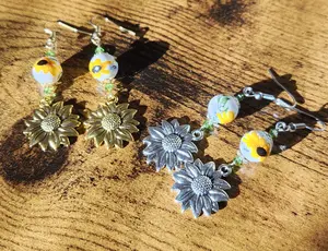 Ceramic Sunflower Earrings