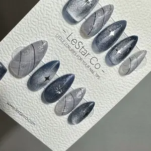 Reusable Starry | Handmade Press On Gel Acrylic Nails | 4for3 Timed Offer W6DMDW