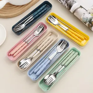 1pc Holiday Cutlery Set 3pcs Stainless Steel Portable Cutlery Set (Chopsticks, Spoon, Fork) Suitable for Parties, Travel, Kitchen, Restaurant, Christmas Gifts Ramadan Cutlery