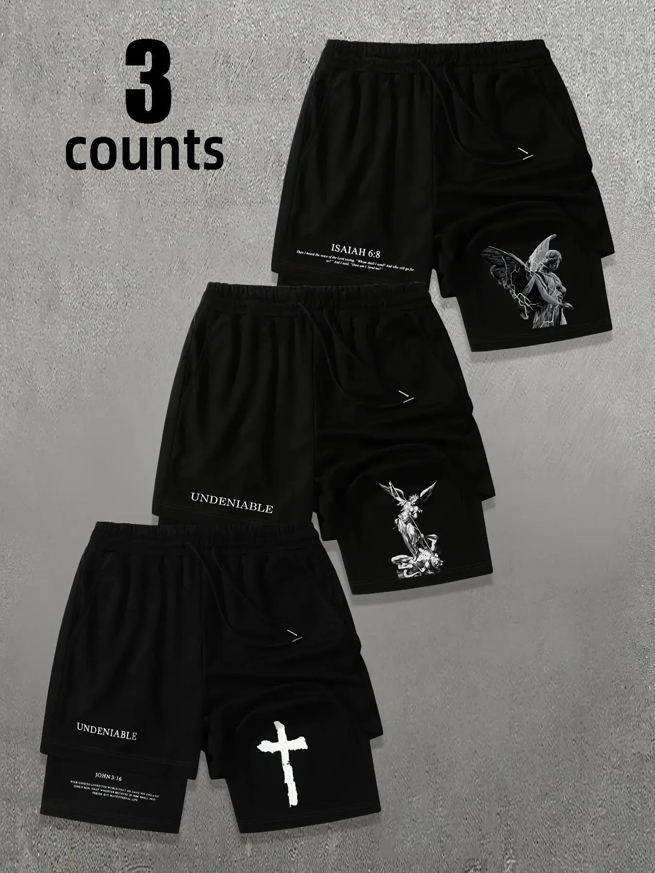 Men's Cross Print Shorts, Casual Comfy Breathable Shorts for Daily Wear, Mens Bottoms for Summer, Men's Shorts, Graphic Shorts, Shorts Set, Menswear