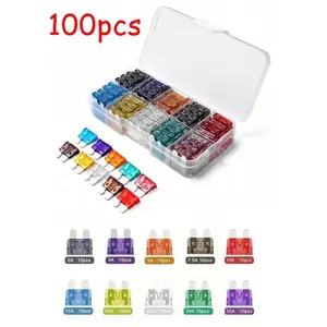 100pcs Car Fuses Assortment Kit, Car Automotive RV Standard Fuses Blade-Type Car Replacement Fuses Set 2A 3A 5A 7.5A 10A 15A 20A 25A 30A 35A