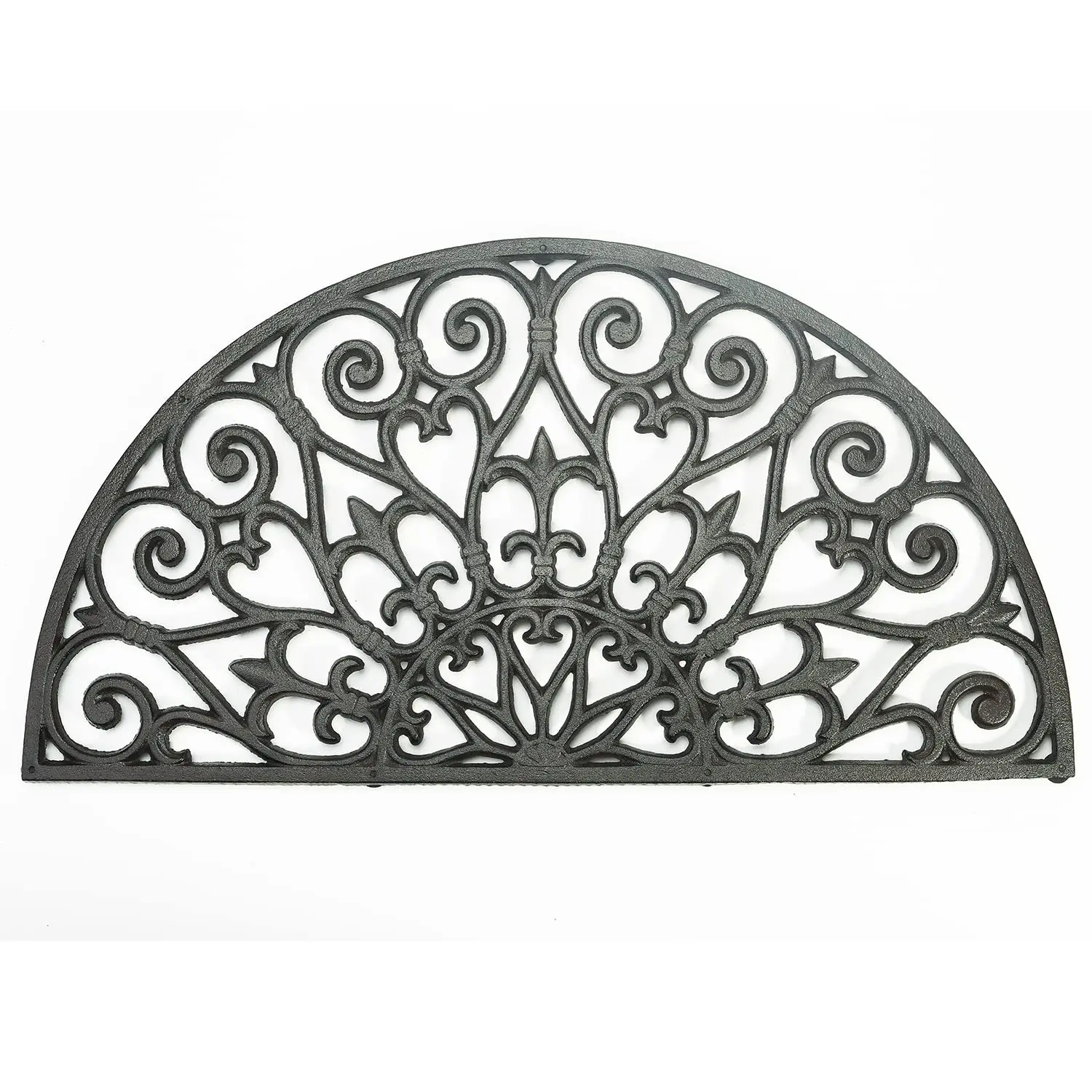 Sungmor Heavy Duty Cast Iron Doormat - Vintage & Beautiful Vine Design, 28 INCH Large Semicircle Front Door Mat - Non-Slip Outside Mat Shoe Scraper - Decorative Entrance Mats