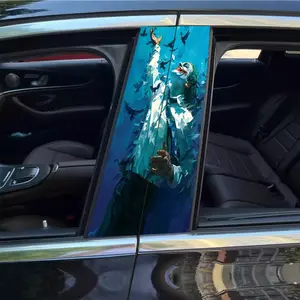 2 pieces B-pillar clown art illustration sticker, car decals, waterproof and scratch resistant, suitable for all models - Audi, Honda, Mitsubishi, Ford, Volkswagen, BMW, Opel, Peugeot; sedan, SUV, MPV