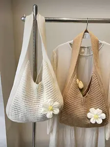 Bohemian Fashion Crochet Tote Bag, Lightweight Shoulder Beach Bag Ideal for Vacations, Trendy Handmade Accessory, Eco Friendly Totes