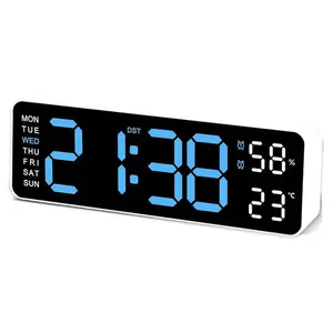 LED Digital Wall Clock Decorative, 10" Digital Alarm Clocks for Bedrooms, Digital Clock Large Display with Temperature/Countdown/Auto Dimmer/Snooze - 12/24H, Modern Wall Clock DigitalLight Set Light Set Gift Home Goods