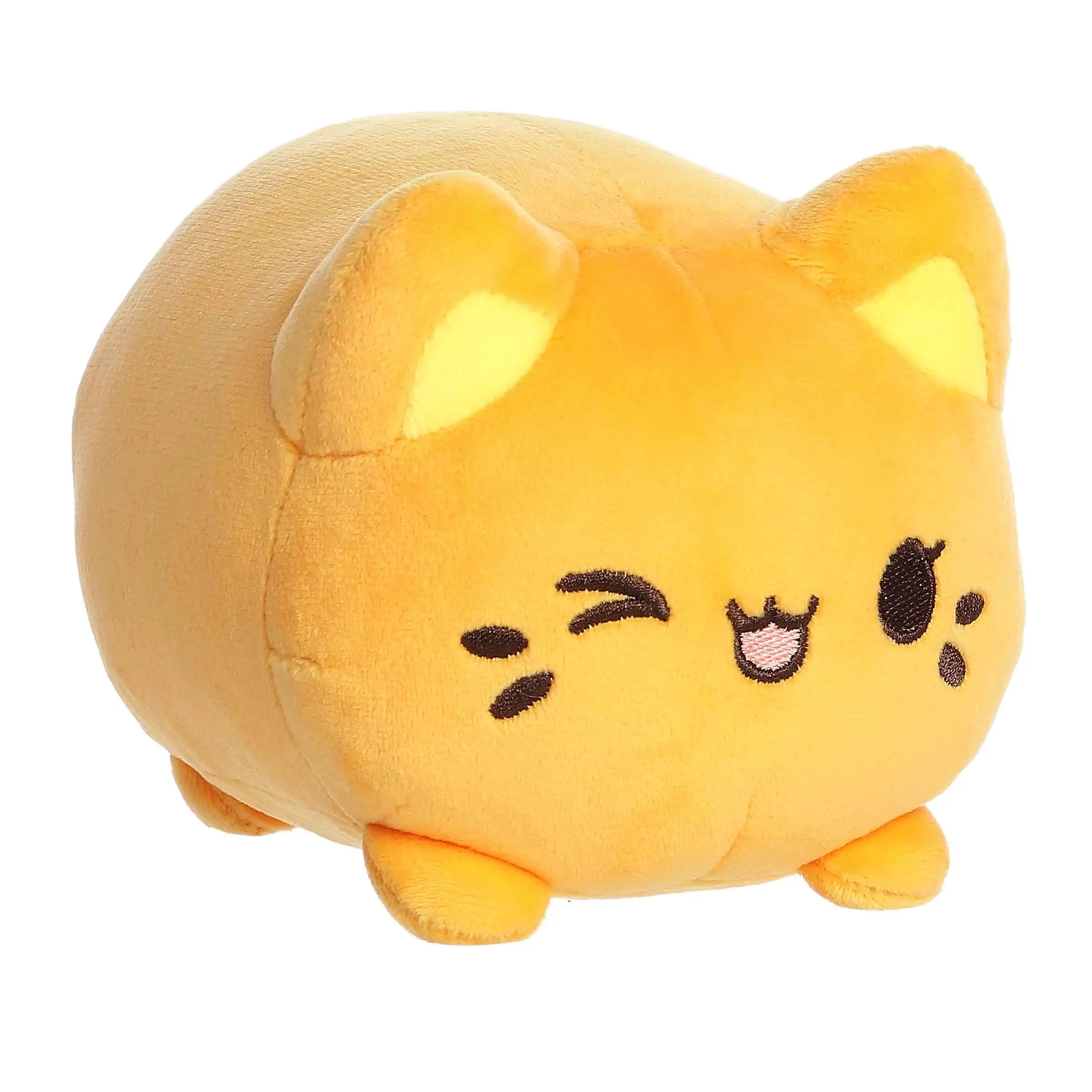 Aurora Meowchi Collectible Plush Toy - Peach-Mango Tasty Fruit Theme, 7 in Soft Fabric, Wink Expression, Ideal for Cuddlers, 7 Inches