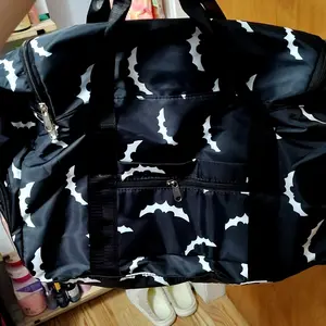 Unisex Bat Pattern Travel Bag, 2025 Halloween Large Capacity Duffel Bag with Wet Bag Shoe Compartment, Lightweight Carry-On Luggage Bag for Sports Fitness, Yoga, Travel Duffle Bag