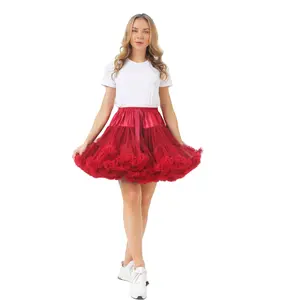 Women's Elastic Petticoat Puffy Tutu Tulle Skirt Princess Ballet Dance Pettiskirts Underskirt for Summer