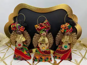 African Ornament, Ornament, Ankara, Afrocentric, Christmas Ornament, Angel, Holiday, Handmade Ornament, Kwanzaa - Kente Red Swirl