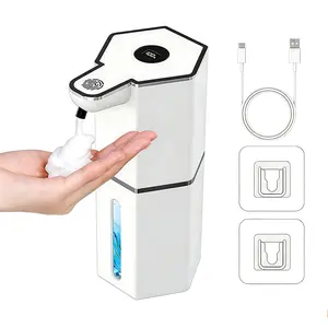 Automatic touchless soap dispenser, USB rechargeable foaming soap dispenser (12 oz), waterproof soap dispenser with 4 adjustable levels, kitchen gadgets home essentials hand wall bathroom restroom soap dispenser