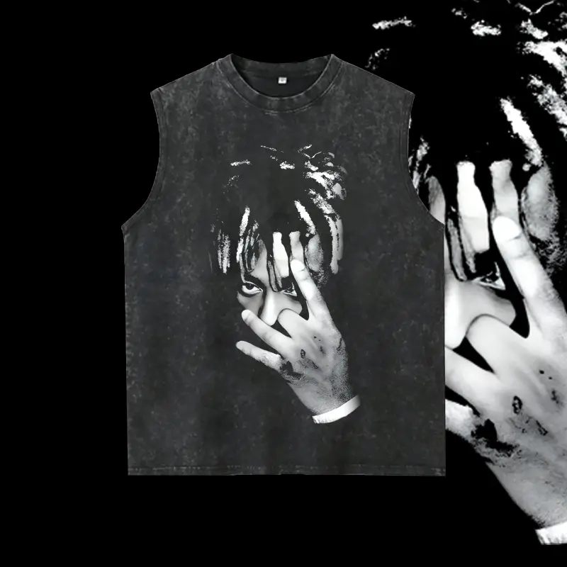 Washable vest [Sale Up To 45%] Retro Juicy Wrld Rap Graphic Unisex , Classic Cotton Crewneck  For Men and Women