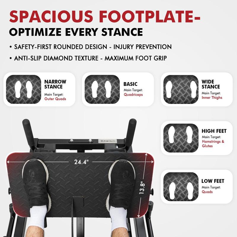 Leg Press & Hack Squat Machine Combo for Home Gym with Linear Bearings & Band Pegs Full-Range Leg Training Equipment 3-Angle Footplate 24.4"x13.8" Platform