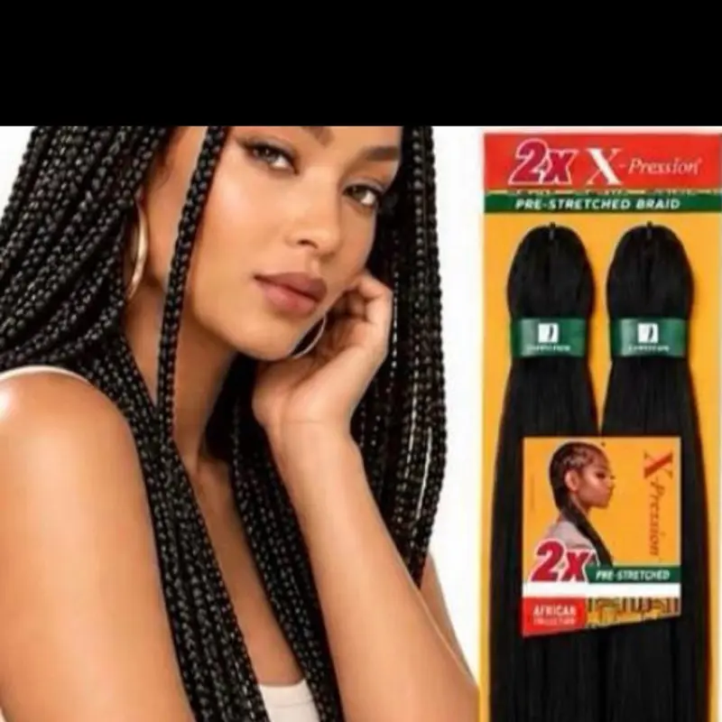 2X Braids - 6X Braids with 3 Bundles, Black Color, Long Length, Ideal for Hair Extensions and Styling