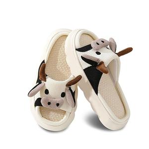 Cute Cow Slippers Comfort Fuzzy Milky Cow Slides Fuzzy Milky Cow Slide Indoor Cozy Cartoon Animal Slipper House Shoes for Women Men
