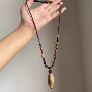 Bohemian Caramel Bodhi Pendant Necklace Sweater Chain Vintage Zen Style