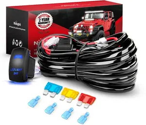 Nilight Portable Air Compressor 14AWG LED Light Bar Wiring Harness Kit - 2 Leads Wire Exterior Lighting  dealsforyoudays