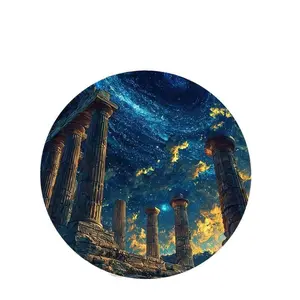 Dreamy Starry Sky Artificial Leather Round Mouse Pad, Suitable for E-sports and Gaming Desktops, Combining Classical and Modern Styles, Easy to Clean,  Perfectly Adding a Touch of Mystery to Your Desk, and Also an Ideal Choice for Party Size 20X20cm
