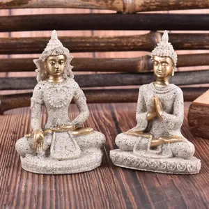 RHandcrafted Sandstone Buddha Statue from Thailand - Fengshui Home Décor Figurine