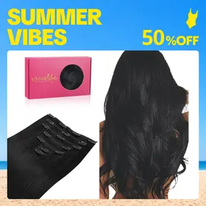 WENNALIFE Clip in Hair Extensions Real Human Hair 7pcs 120g-150g 14 Inch to 24 Inch Jet Black to Platinum Blonde Balayage Ombre #SummerVibes