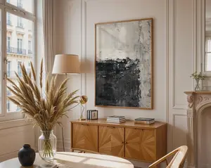 Abstract Wall Art, Black White Textured Print, Grunge Monochrome Decor for Living Room