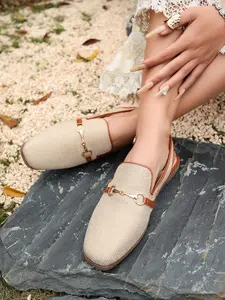 Women's Straw Buckle Backless Sandals, Breathable Woven Flat Mules, Summer Outdoor Commute Shoes, Comfortable Casual Footwear
