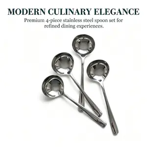 4/8 Piece Premium 304 Stainless Steel Soup Spoons  Cutlery Heavy Duty Weighted Table Spoons with Mirror Polish Finish, Round Dinner Spoons for Soup, Cereal & Dessert