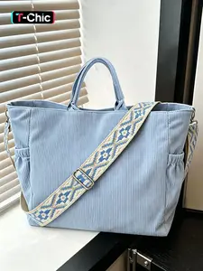Corduroy Tote Bag for Women, 7 Pockets Laptop Work Tote Bag, Boho Work Bags, Lightweight Teacher Nurse Bible Bag for School Travel, with 40oz Cup Holder, Multi Compartment, Zipper Crossbody Bag, Ideal Gift for Women, Corduroy Totes Bag
