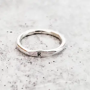Hand Stamped Silver Initial Ring - Custom Made to Order